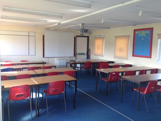 Single modular classroom interior